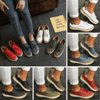 Women slip-on casual sneakers perforated upper with cork trim and tassel accents