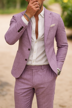 Men's linen suit slim fit, breathable casual and formal summer suit