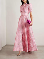 Women puff sleeve dress feminine silhouette in pink
