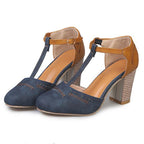 Women leather heel shoes with orthopedic support and cushioned lining