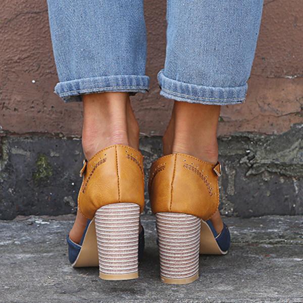 Women leather heel shoes with orthopedic support and cushioned lining