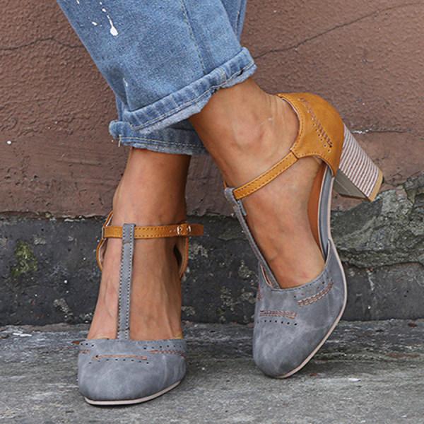 Women leather heel shoes with orthopedic support and cushioned lining