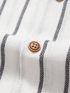 Men's linen shirt and pants set, breathable summer two-piece outfit in navy, white and black