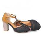 Women leather heel shoes with orthopedic support and cushioned lining
