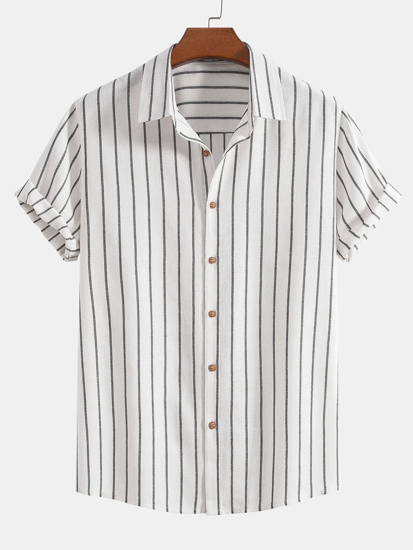 Men's linen shirt and pants set, breathable summer two-piece outfit in navy, white and black
