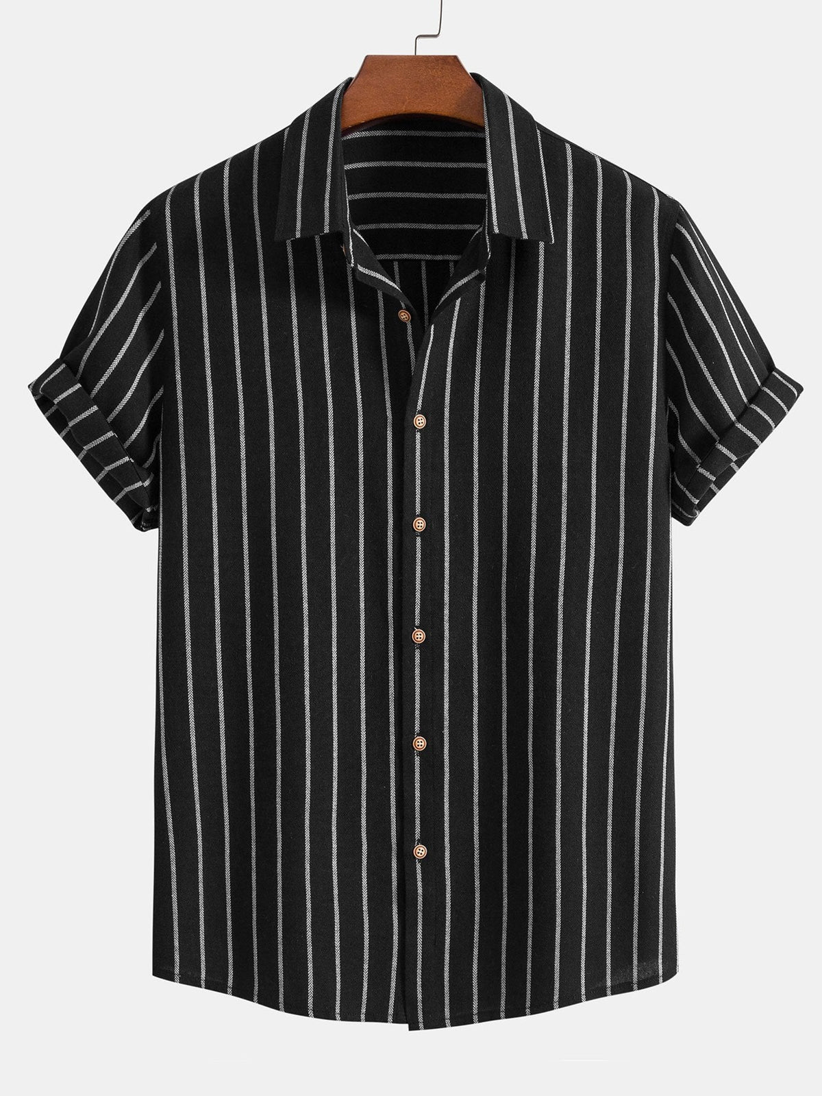Men's linen shirt and pants set, breathable summer two-piece outfit in navy, white and black