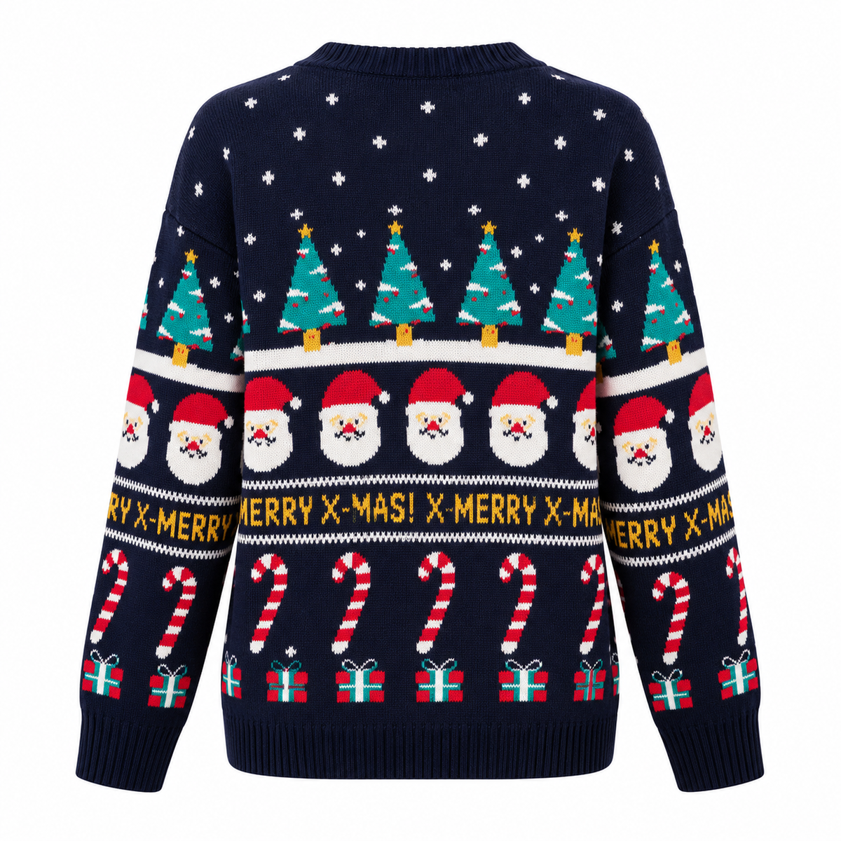 Christmas Sweater Women Navy Oversized Knit Crew Neck Long Sleeve
