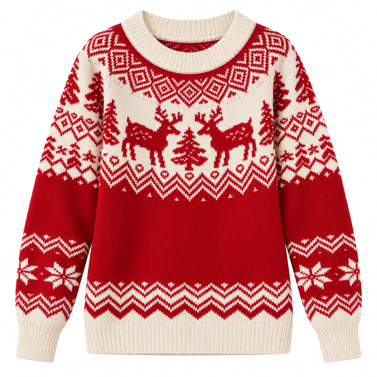 Christmas Sweater Women Reindeer Snowflake Fair Isle Knit Winter