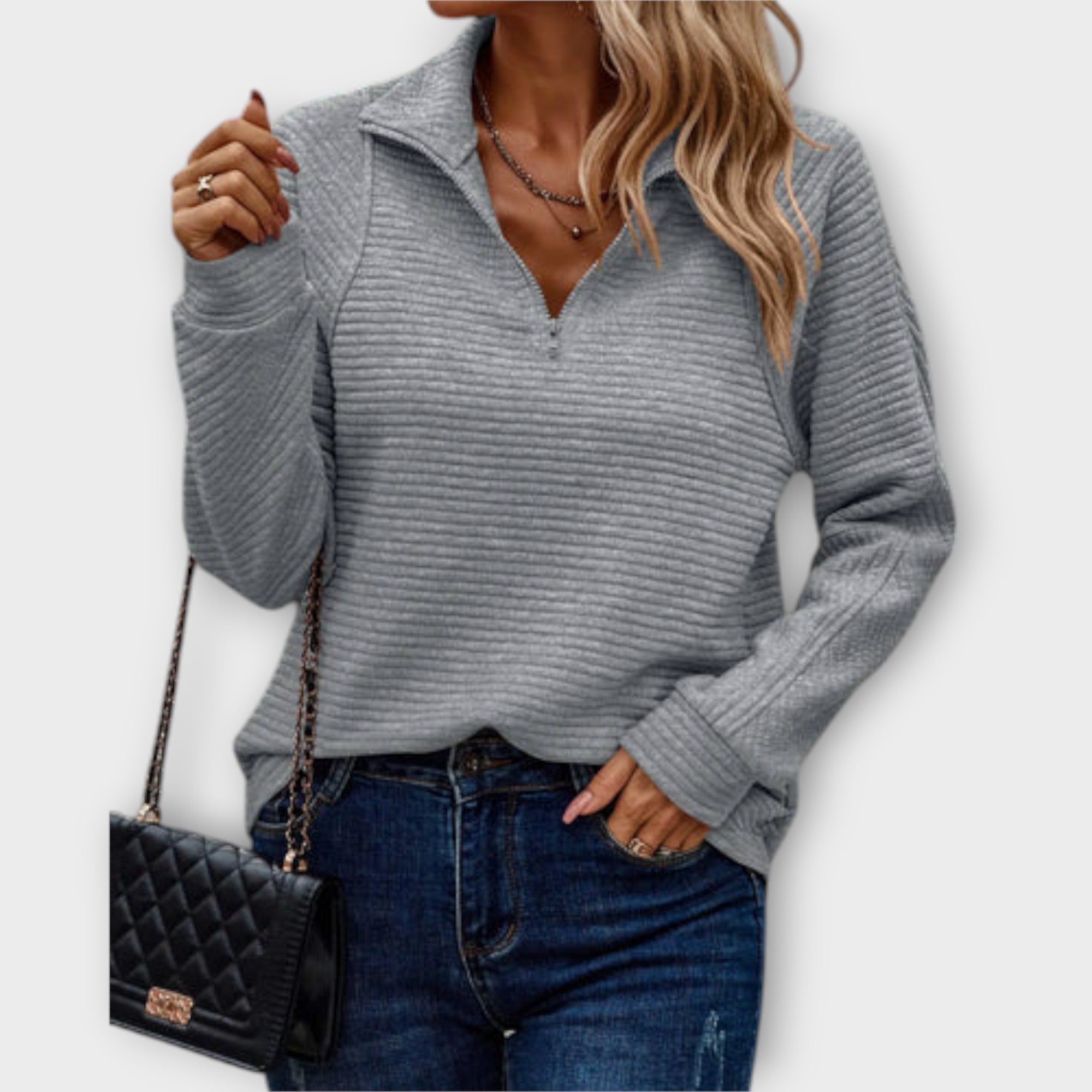 Women V-Neck Zip Jumper in multiple colours sizes S to 2XL
