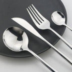 Cutlery set 24 piece stainless steel with gold accent, black white and rose handles