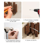 Walnut beech wood piano key wall coat rack with foldable hooks