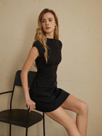 Women's cocktail dress short sleeve mini, black and white variants