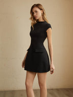 Women's cocktail dress short sleeve mini, black and white variants