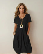 Women A-Line Casual Dress with pockets round neck spring summer