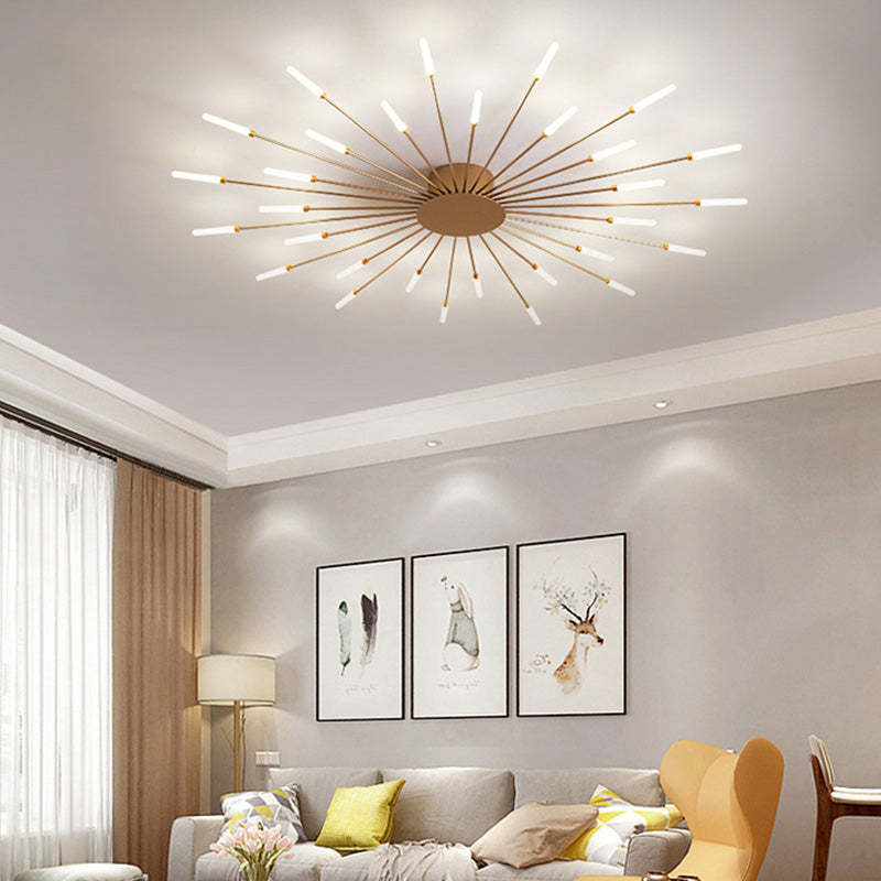 LED fireworks ceiling chandelier modern metal design in black and gold