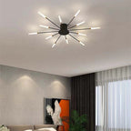 LED fireworks ceiling chandelier modern metal design in black and gold