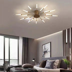 LED fireworks ceiling chandelier modern metal design in black and gold