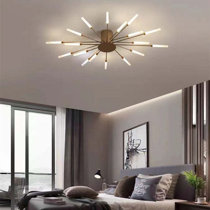 LED fireworks ceiling chandelier modern metal design in black and gold