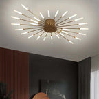 LED fireworks ceiling chandelier modern metal design in black and gold