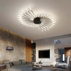 LED fireworks ceiling chandelier modern metal design in black and gold