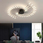 LED fireworks ceiling chandelier modern metal design in black and gold