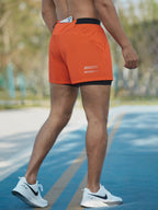 Men 2in1 running shorts with phone pocket quick dry compression liner