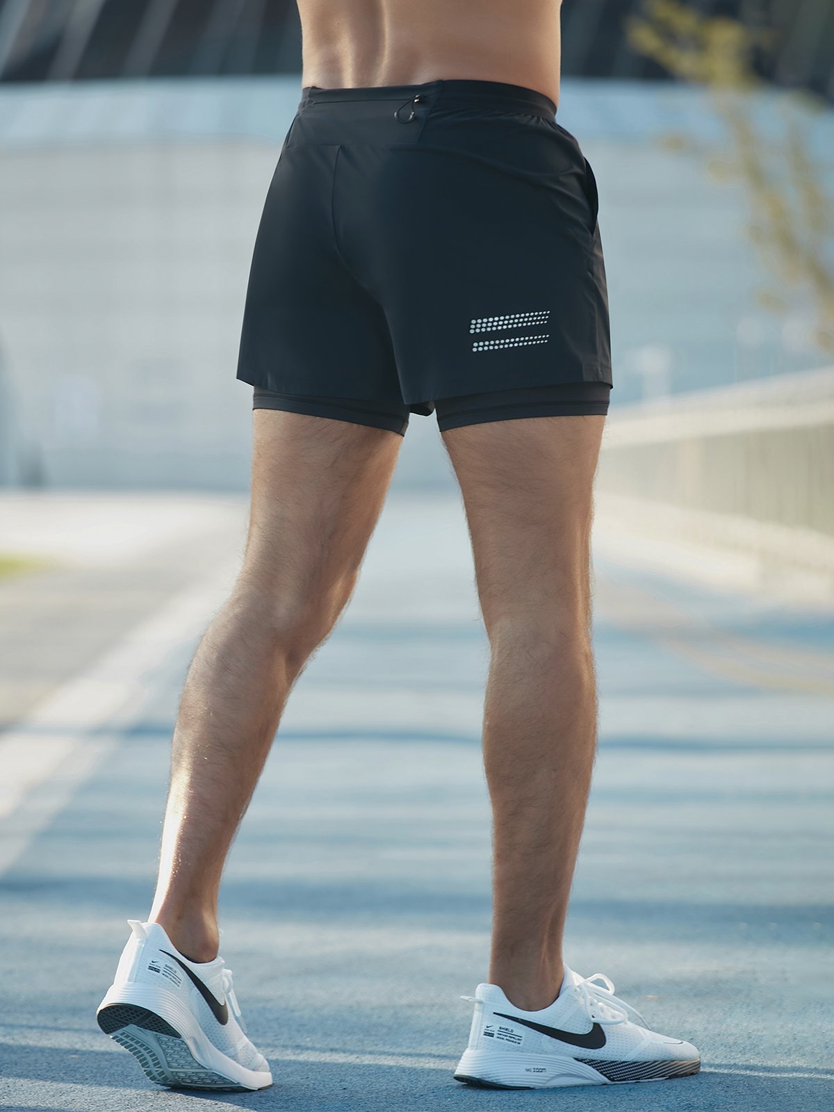 Men 2in1 running shorts with phone pocket quick dry compression liner