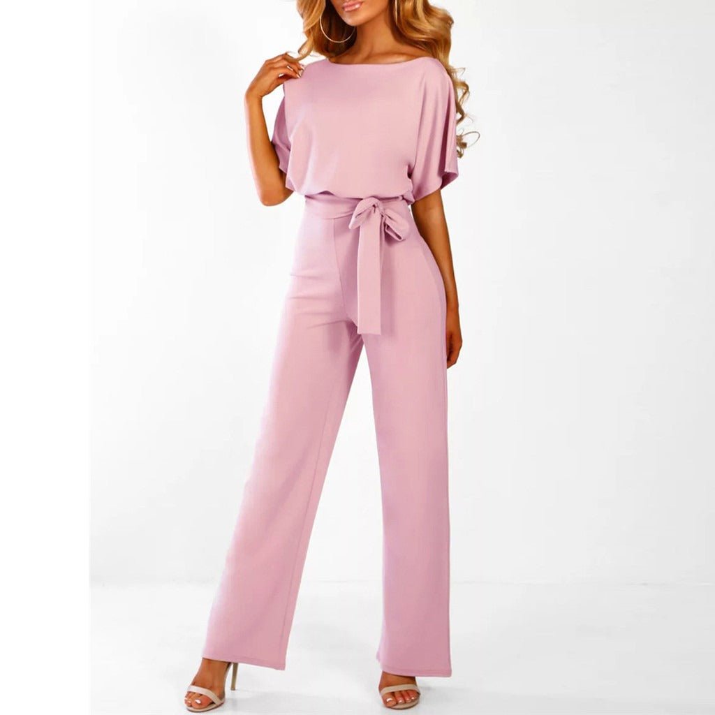 Women's wide-leg jumpsuit tailored fit with adjustable waist, elegant style