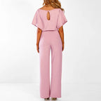 Women's wide-leg jumpsuit tailored fit with adjustable waist, elegant style
