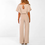 Women's wide-leg jumpsuit tailored fit with adjustable waist, elegant style