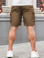 Men cargo shorts relaxed fit with zip pockets lightweight