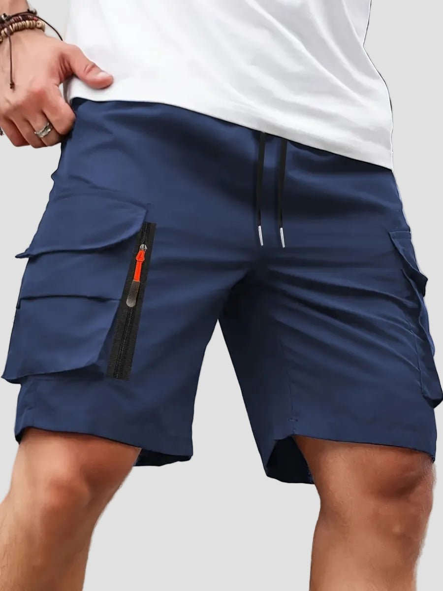 Men cargo shorts relaxed fit with zip pockets lightweight