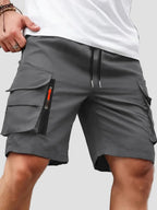 Men cargo shorts relaxed fit with zip pockets lightweight