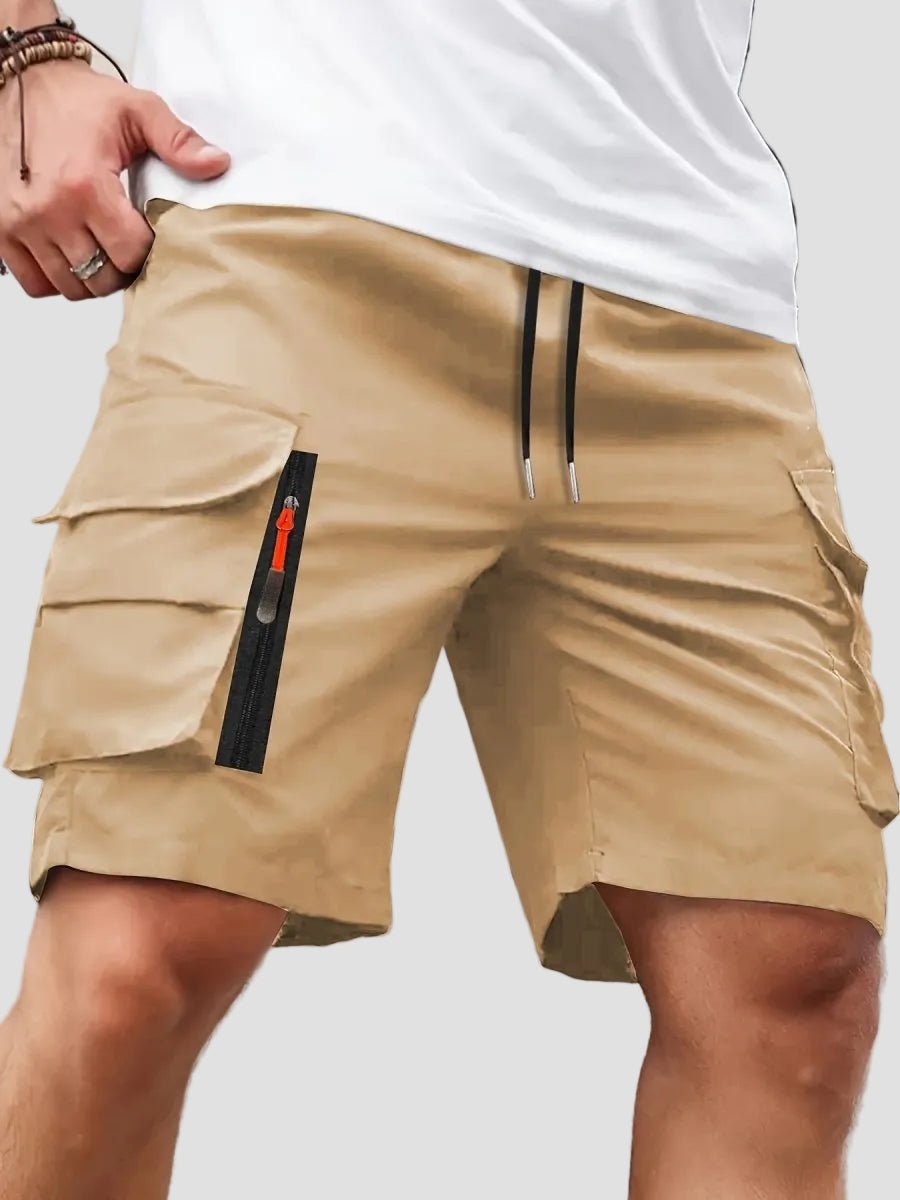 Men cargo shorts relaxed fit with zip pockets lightweight