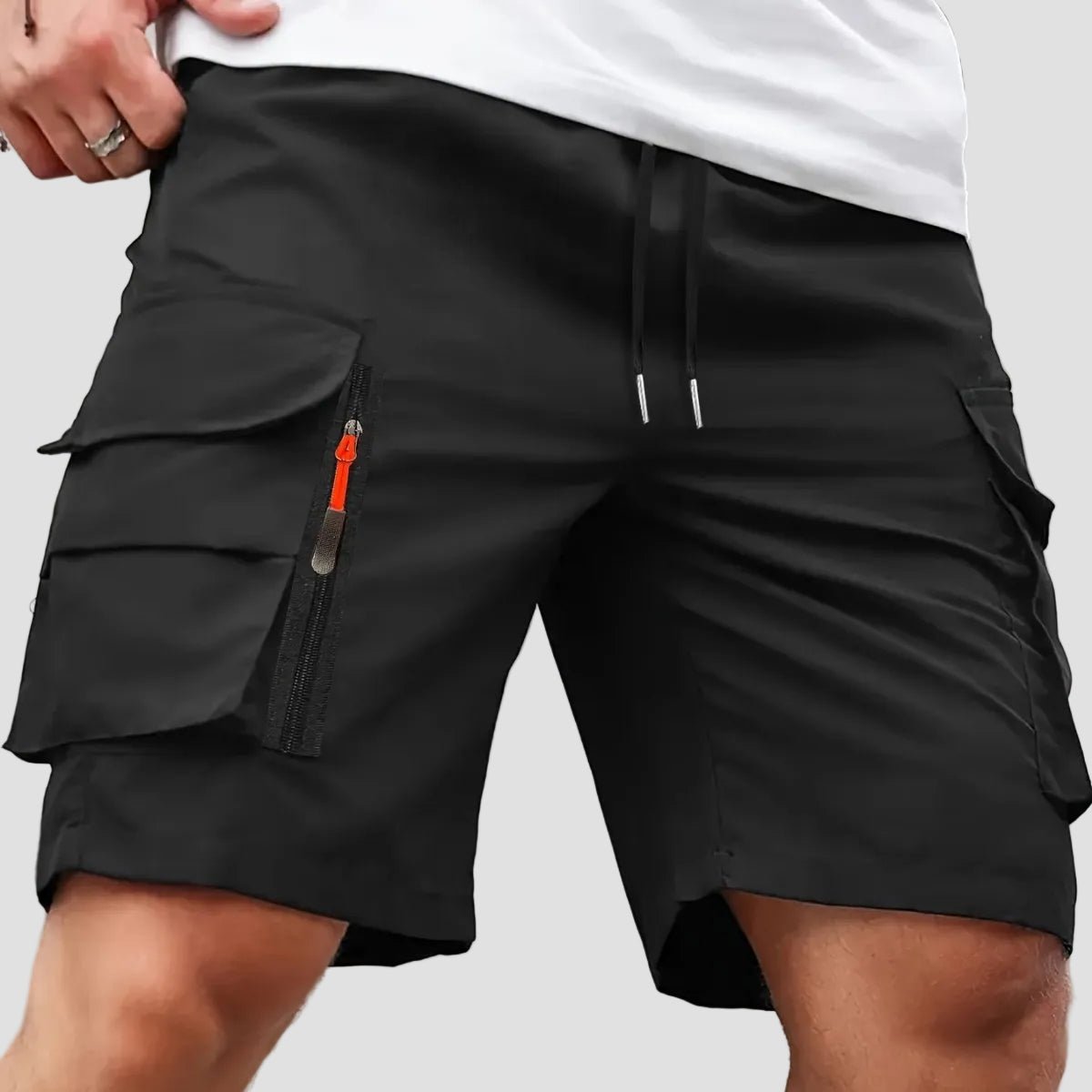 Men cargo shorts relaxed fit with zip pockets lightweight