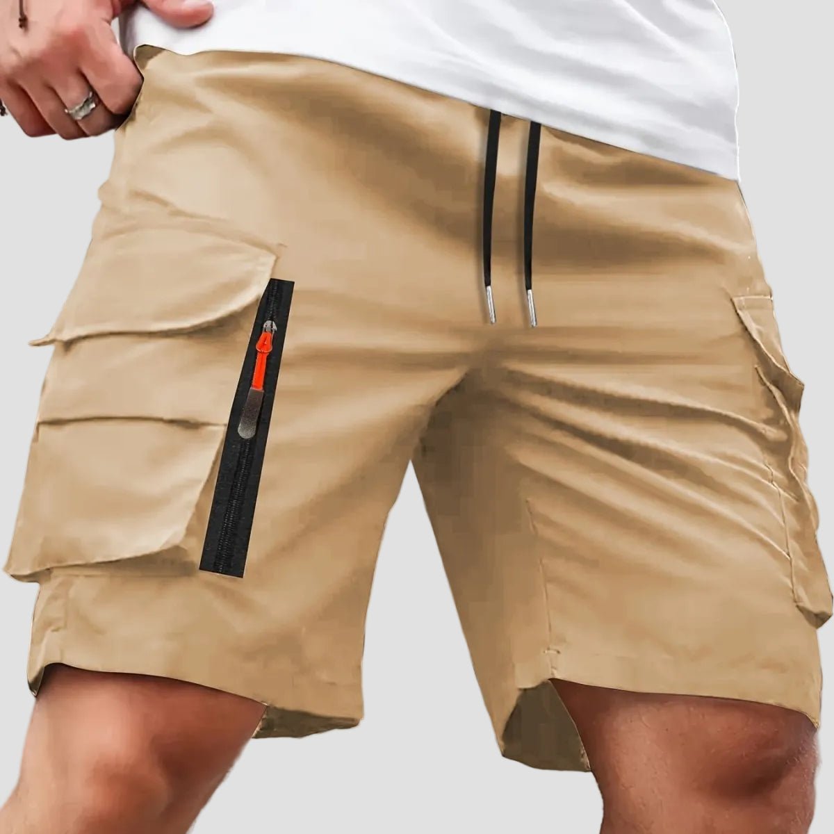 Men cargo shorts relaxed fit with zip pockets lightweight