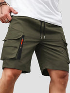 Men cargo shorts relaxed fit with zip pockets lightweight