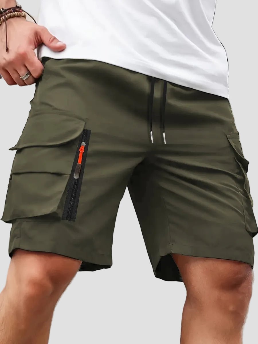 Men cargo shorts relaxed fit with zip pockets lightweight