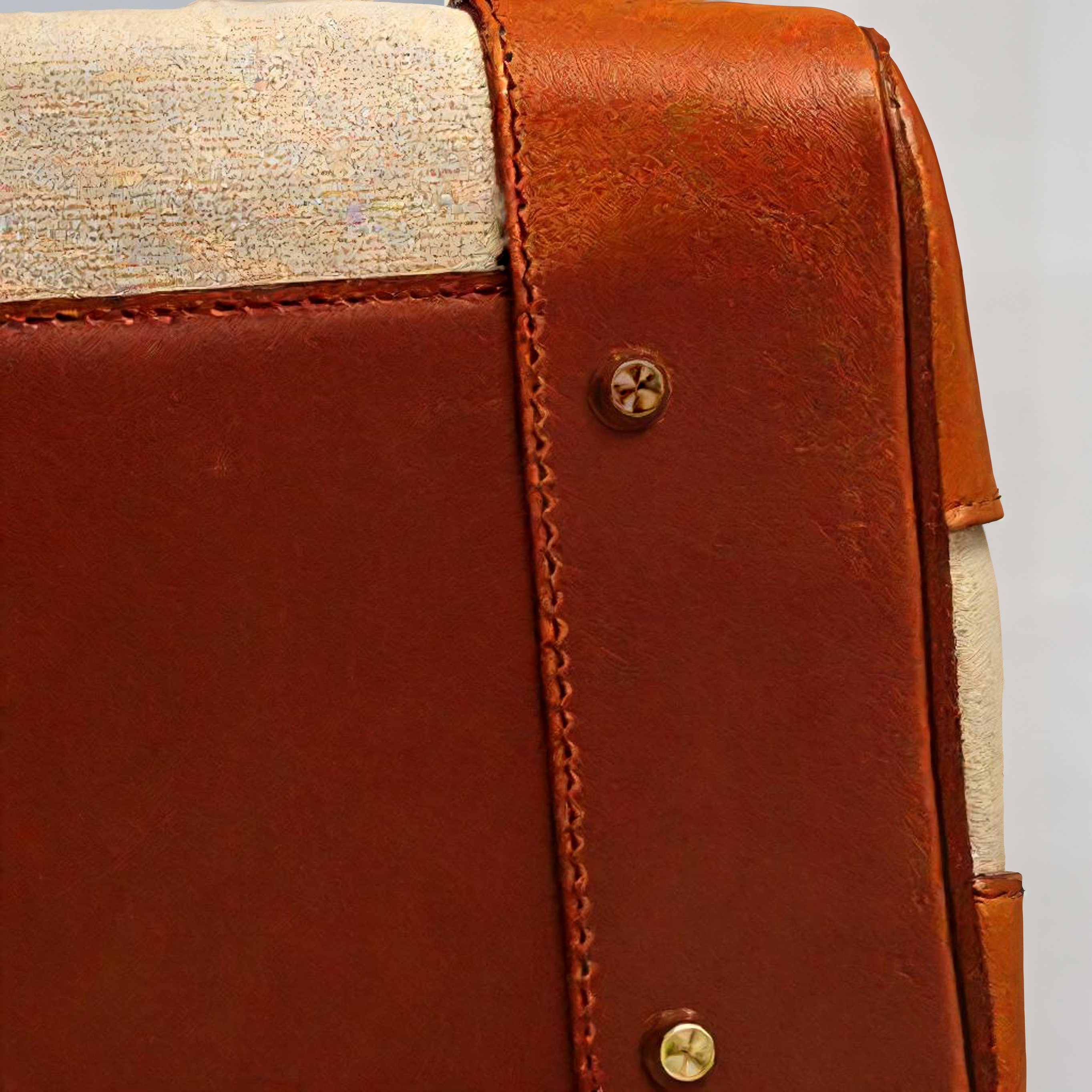 Leather weekend bag in light chocolate, top grain leather with gold tone hardware