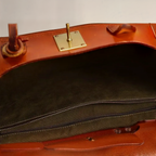 Leather weekend bag in light chocolate, top grain leather with gold tone hardware