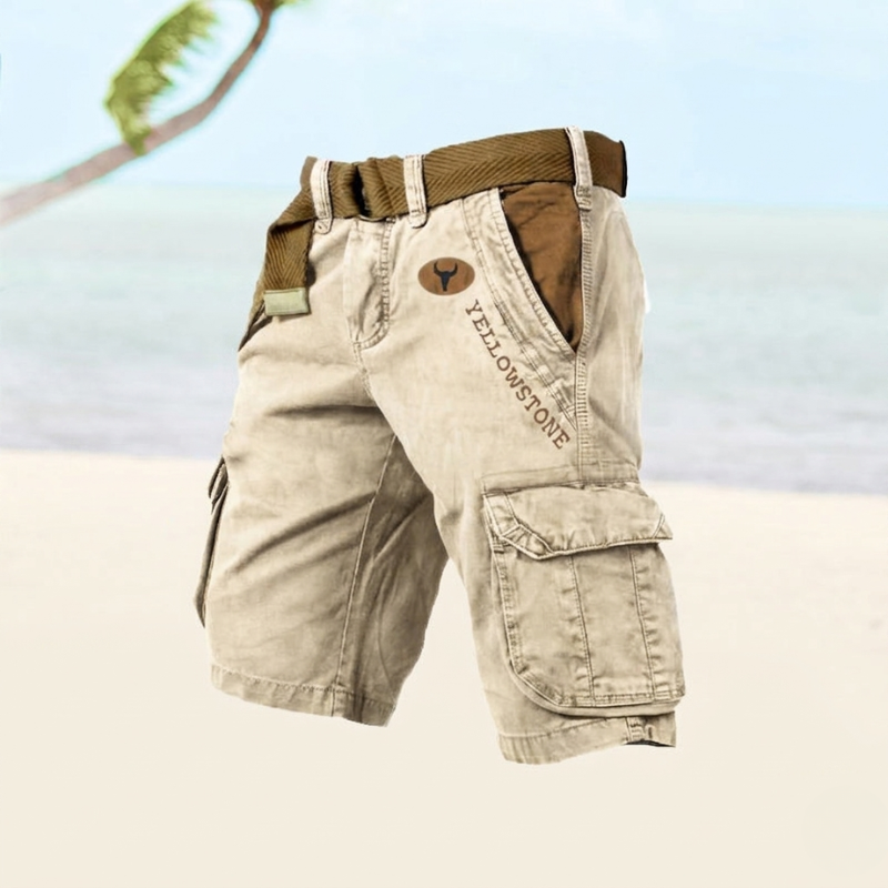 Men's cargo shorts relaxed fit with multi-pocket design, lightweight summer shorts