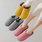 Women's warm slip-on slippers, soft and comfortable, available in multiple colors