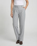 Women wide leg trousers high waist with front crease in grey