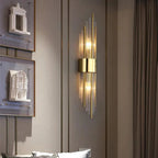 Crystal LED wall light in gold and black finish, indoor wall lamp with G9/E14 bulb