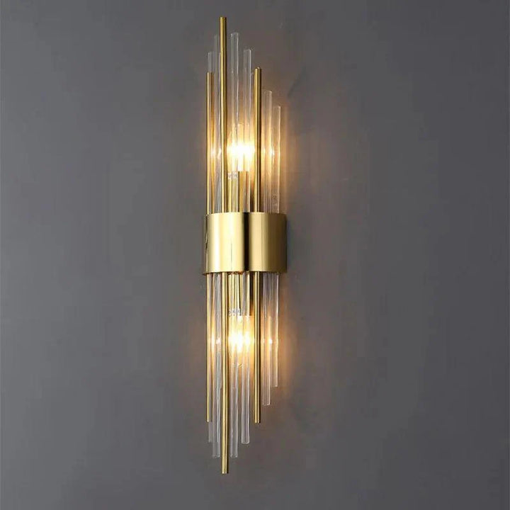 Crystal LED wall light in gold and black finish, indoor wall lamp with G9/E14 bulb