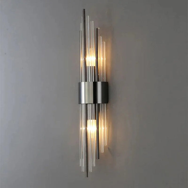 Crystal LED wall light in gold and black finish, indoor wall lamp with G9/E14 bulb