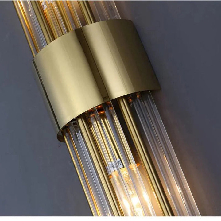 Crystal LED wall light in gold and black finish, indoor wall lamp with G9/E14 bulb