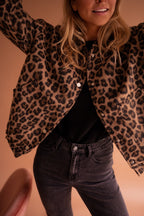 Women animal print jacket fully lined relaxed fit leopard pattern