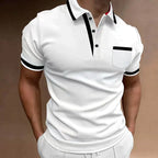 Men's polo shirt classic fit with collared button placket, cotton blend casual wear