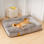 Orthopaedic dog bed large with memory foam, raised headrest and washable velvet cover